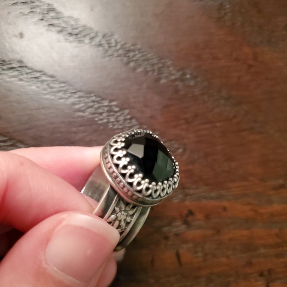 Gem Heaven sterling silver witchy black gemstone ring ooak artisan gothic - Picture 8 of 11